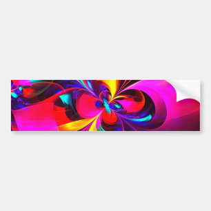 Autocollant De Voiture Floral moderne Art Abstrait Rouge Bleu Motif #07
