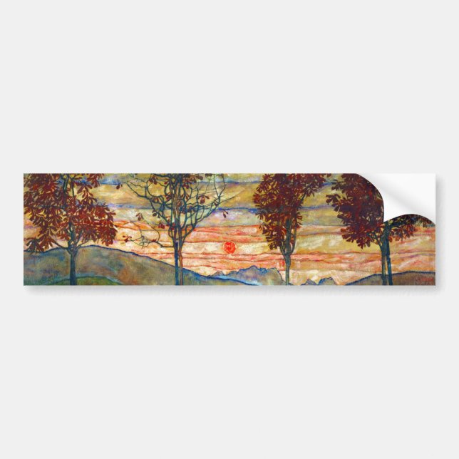 Autocollant De Voiture Four Trees (Landscape Art) (par Egon Schiele) (Devant)