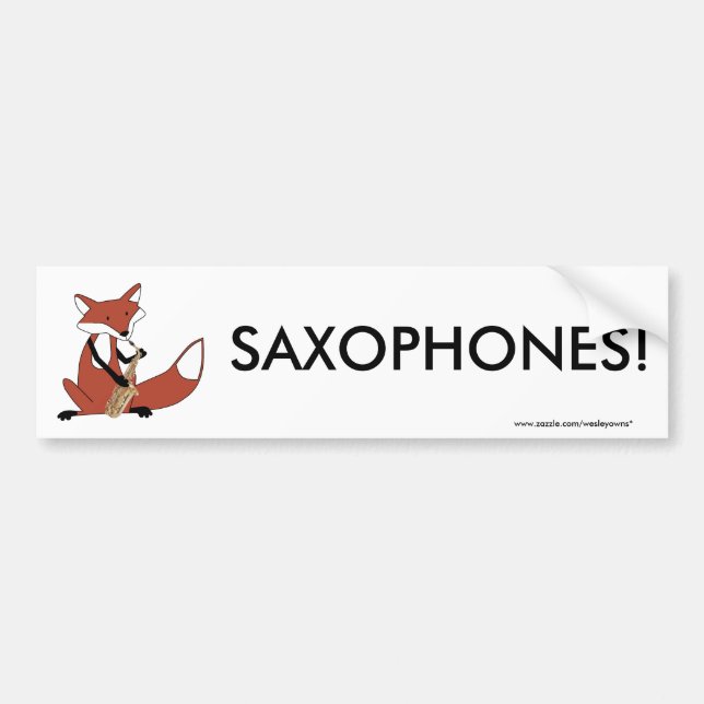 Autocollant De Voiture Fox jouant le saxophone (Devant)