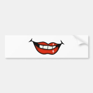 AUTOCOLLANT DE VOITURE FPA0106 ROUGE LIPS OUVERT MOUTH DENTS SMILE HEUREU