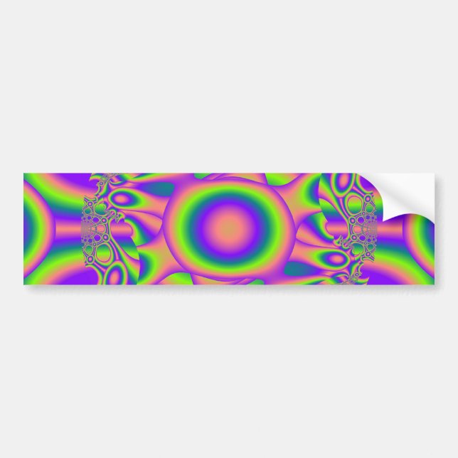 Autocollant De Voiture Fractal Warp Purple Green Psychedelic (Devant)