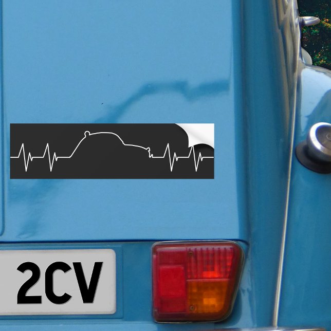 Autocollant De Voiture Fréquence d'impulsion (2CV Bumper Sticker in Black with a White Pulse Illustration)