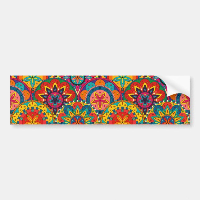 Autocollant De Voiture Funky Retro couleur Motif Mandala (Devant)