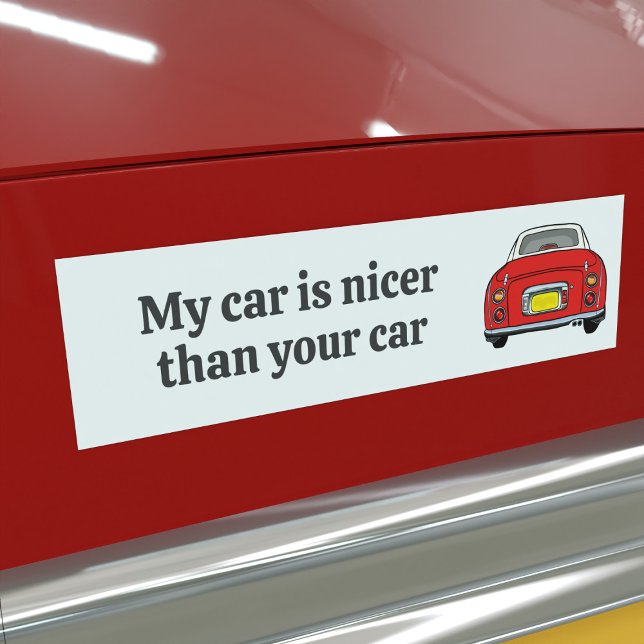 Autocollant De Voiture Funny Ma voiture est plus belle rouge Figaro Stick (Is your red figaro car nicer than the rest? I bet it is. Here's your bumper sticker for proof)