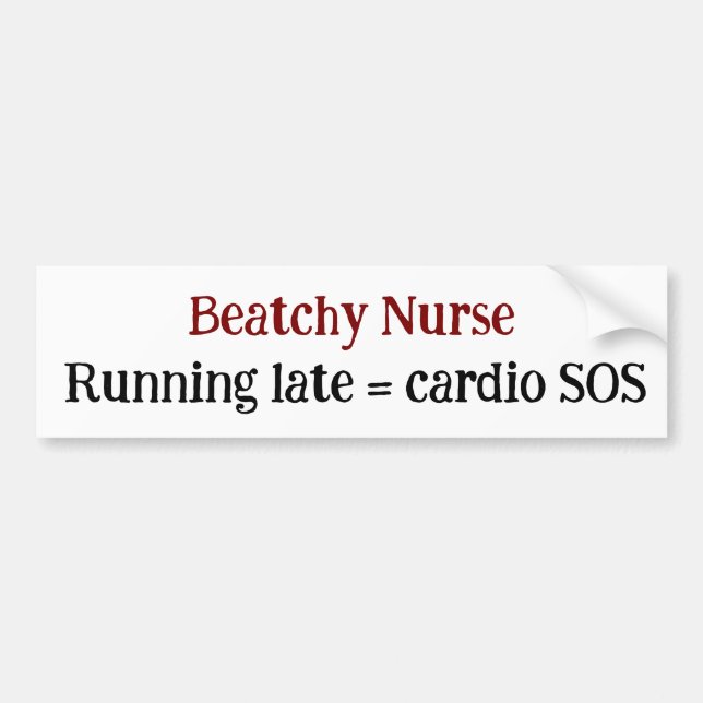 Autocollant De Voiture Funny Nurse Courir tard Cardio SOS Sarcasme Funny (Devant)