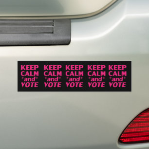 Autocollant De Voiture garder le calme et voter typographie moderne rose 