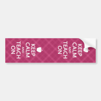 Autocollant De Voiture Gardez le calme et Enseignez, Plaid rose