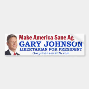 Autocollant De Voiture Gary Johnson - "rendez l'Amérique raisonnable