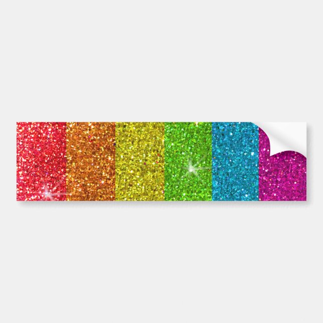 Autocollant De Voiture Gay Pride Glitter Rainbow Stripes LGBTQ Equality (Devant)