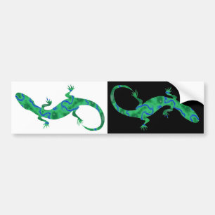 Autocollant De Voiture Gecko vert ArtDeco noir et blanc
