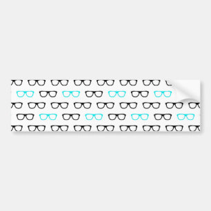 Autocollant De Voiture geek lunettes bleu geek