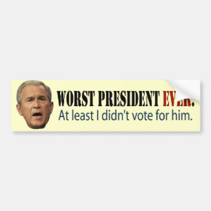 Autocollant De Voiture George W. Bush : Le Pire Président Jamais.