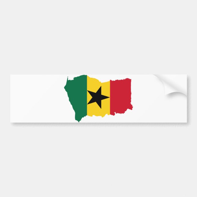Autocollant De Voiture GH de carte de drapeau du Ghana (Devant)