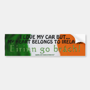 Autocollant De Voiture GIFT RANGE DU DRAPEAU IRLANDAIS ~ Eirinn go brach!