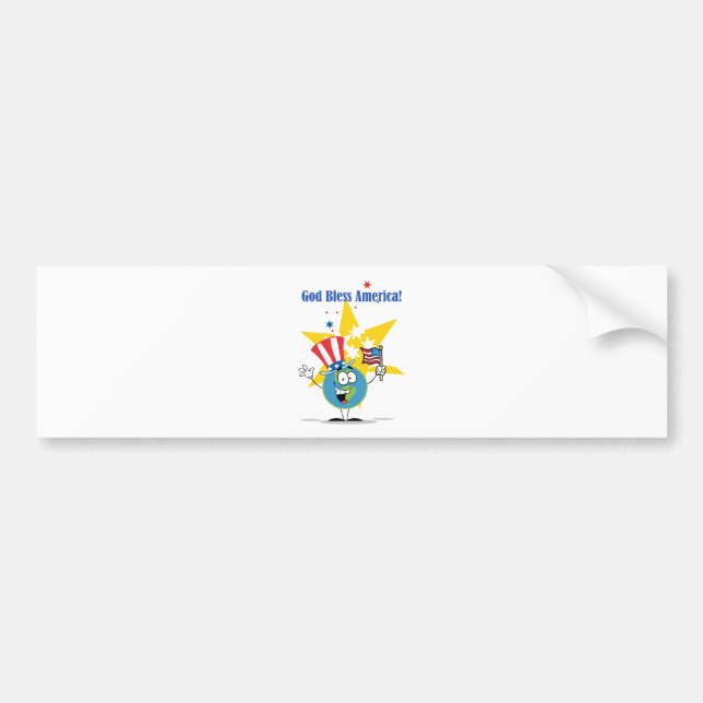 Autocollant De Voiture Globe avec drapeau américain (Devant)