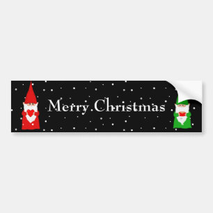 Autocollant De Voiture Gnomes de Noël sur fond noir