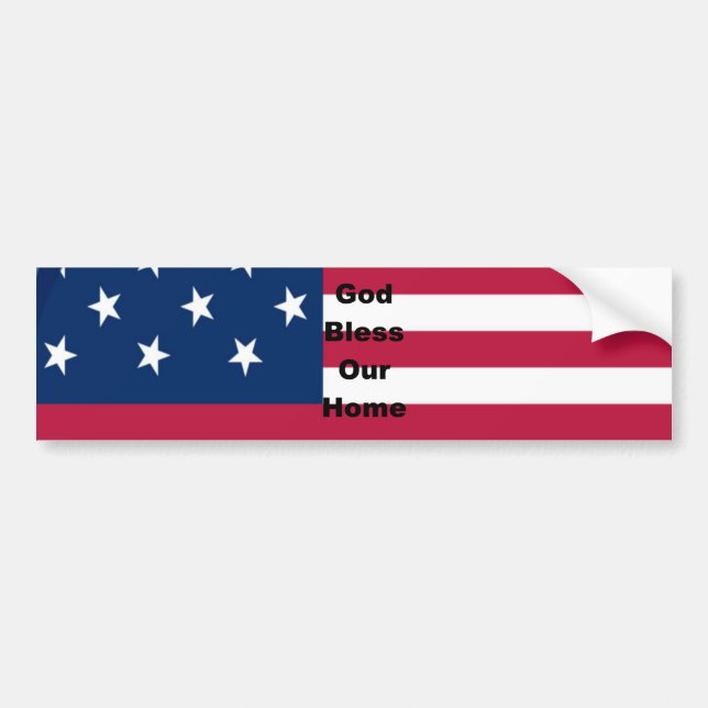 Autocollant De Voiture God Bless Our Home : USA Flag Swirl Art (Devant)