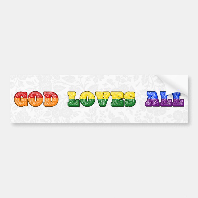 Autocollant De Voiture "God Loves All" Gay/LGBTQIA+/Queer Christian Pride (Devant)