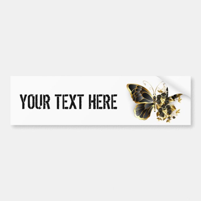 Autocollant De Voiture Gold flower Butterfly with Black Orchid (Devant)