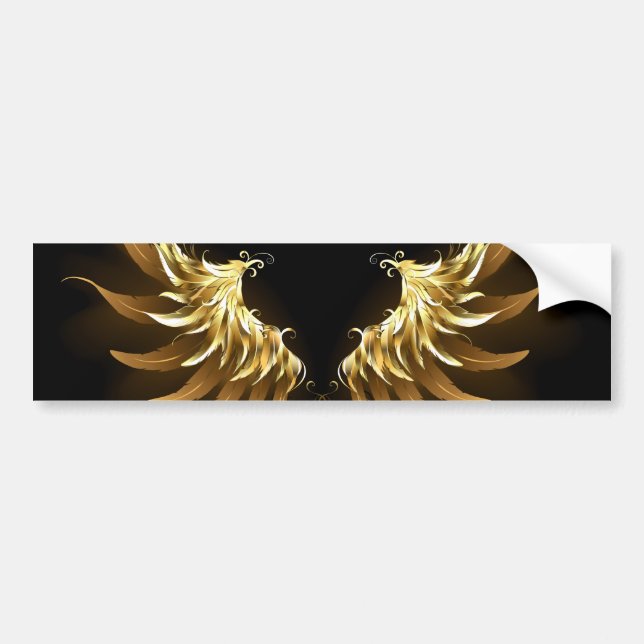 Autocollant De Voiture Golden Angel Wings on Black background (Devant)