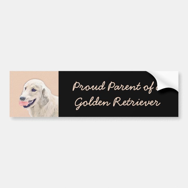 Autocollant De Voiture Golden Retriever avec Tennis Ball Peinture Chien A (Devant)