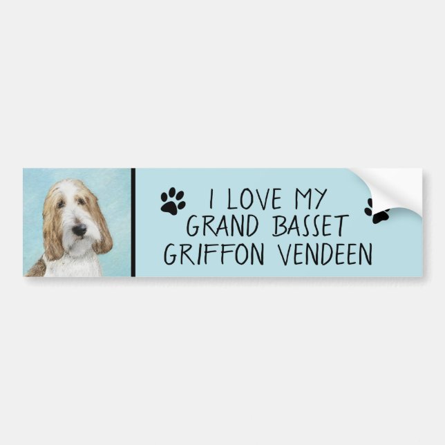 Autocollant De Voiture Grand Basset Griffon Vendeen - Art Chien original (Devant)