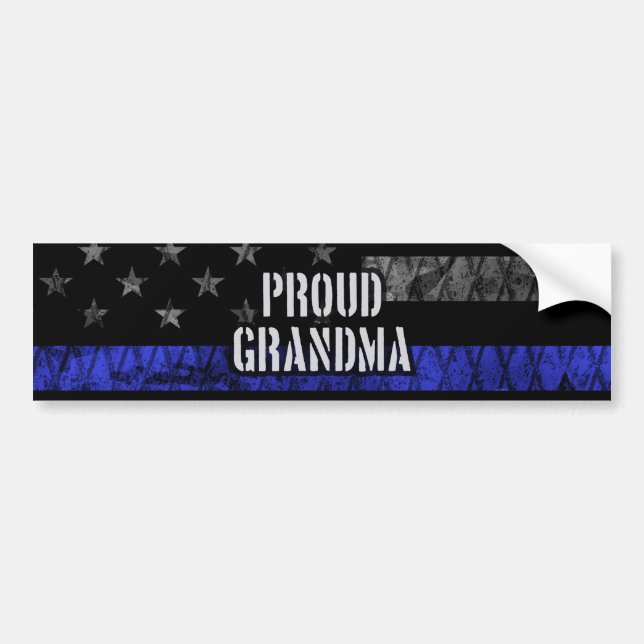 Autocollant De Voiture Grandma mince ligne bleue Drapeau déprimé (Devant)