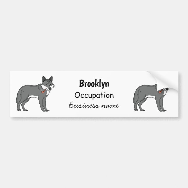 Autocollant De Voiture Gray wolf with pipe cartoon (Devant)
