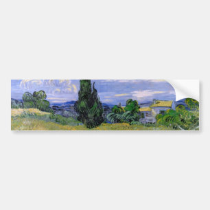 Autocollant De Voiture Green Wheat Field with Cypress by Vincent van Gogh