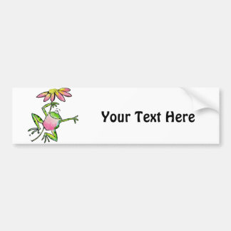 Autocollant De Voiture Grenouille heureuse de saut avec la marguerite