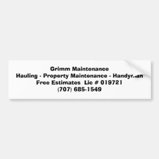 Autocollant De Voiture Grimm MaintenanceHauling - entretien de propriété…