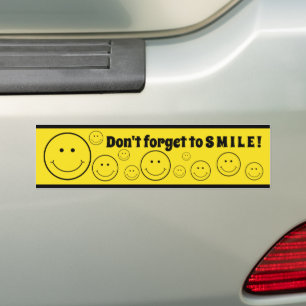 Autocollant De Voiture Grinning Face N'oubliez pas de sourire Jaune