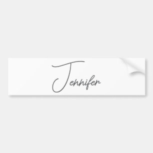 Autocollant De Voiture Gris Blanc Moderne Minimaliste Nom Manuscrit