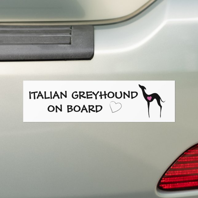Autocollant De Voiture Gris italien à bord Silhouette de chien d'iggy (En voiture)