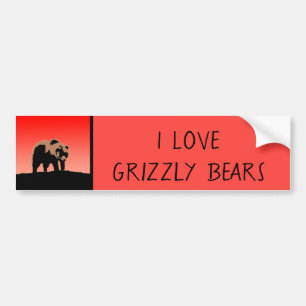 Autocollant De Voiture Grizzly Bear au coucher du soleil - Art original d