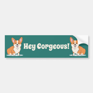 Autocollant De Voiture Gros Chiot Corgi - Hey Corgeous