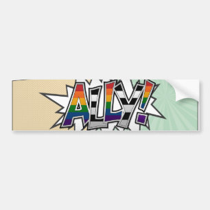 Autocollant De Voiture Halftone LGBT Ally Pride Typography with Flag