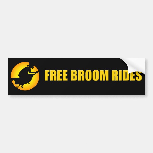 Autocollant De Voiture Halloween Witch Free Broom Rides Bumper Sticker (Devant)