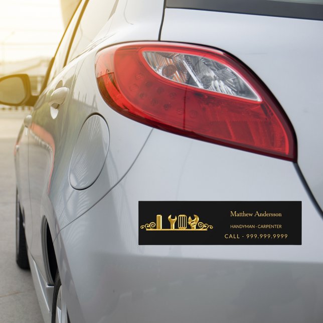 Autocollant De Voiture Handyman charpenter construction noir or nom (Créateur téléchargé)