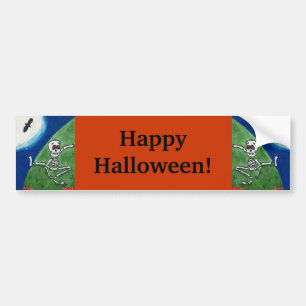 Autocollant De Voiture Happy Halloween Danser stupide Skeletons Moon Bats