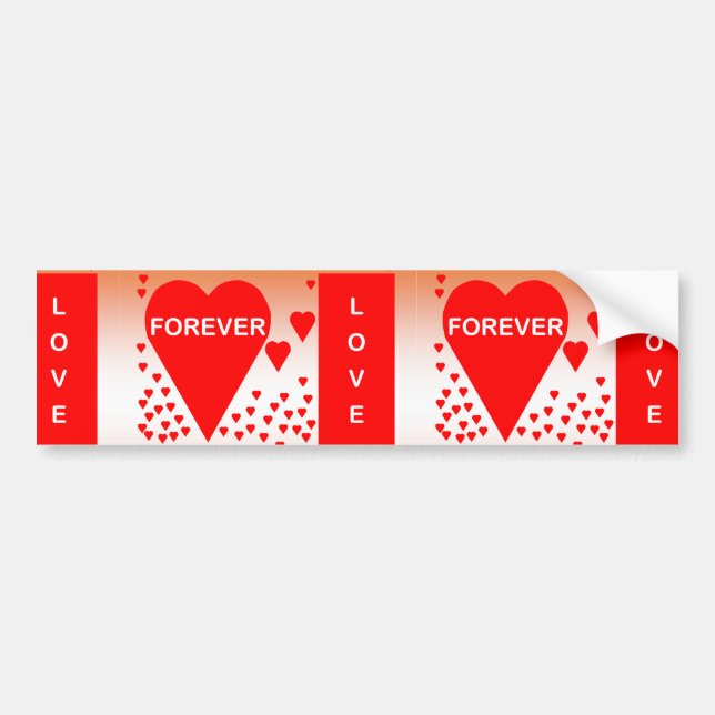 Autocollant De Voiture Happy Valentine's Day Text Forever Love Hearts Red (Devant)