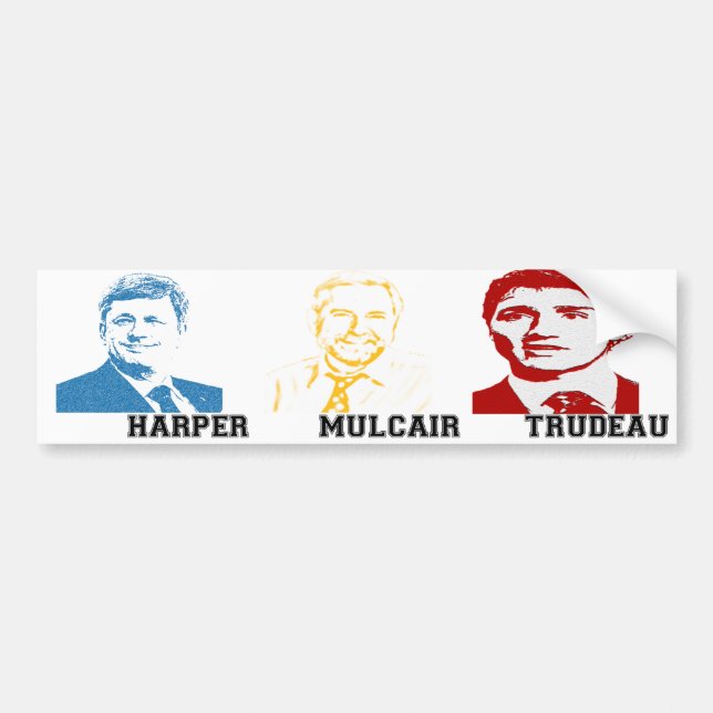 Autocollant De Voiture Harper Mulcair Trudeau (Devant)