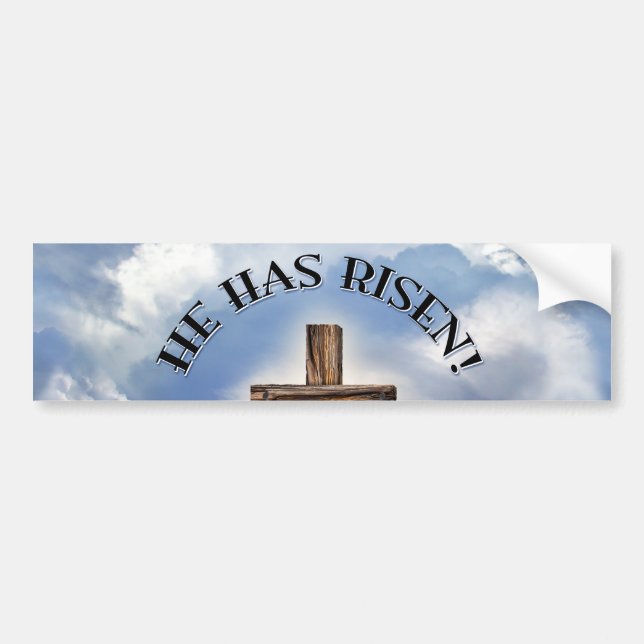 Autocollant De Voiture Has Risen Rugged Cross With Clouds (Devant)