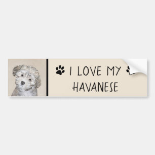 Autocollant De Voiture Havanese Puppy Painting - Cute Original Dog Art