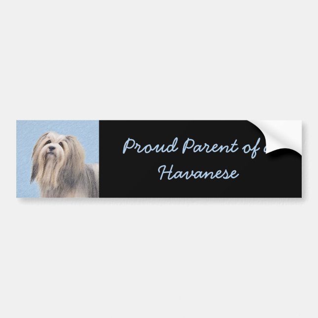 Autocollant De Voiture Havanese (Silver) Painting - Cute Original Dog Art (Devant)
