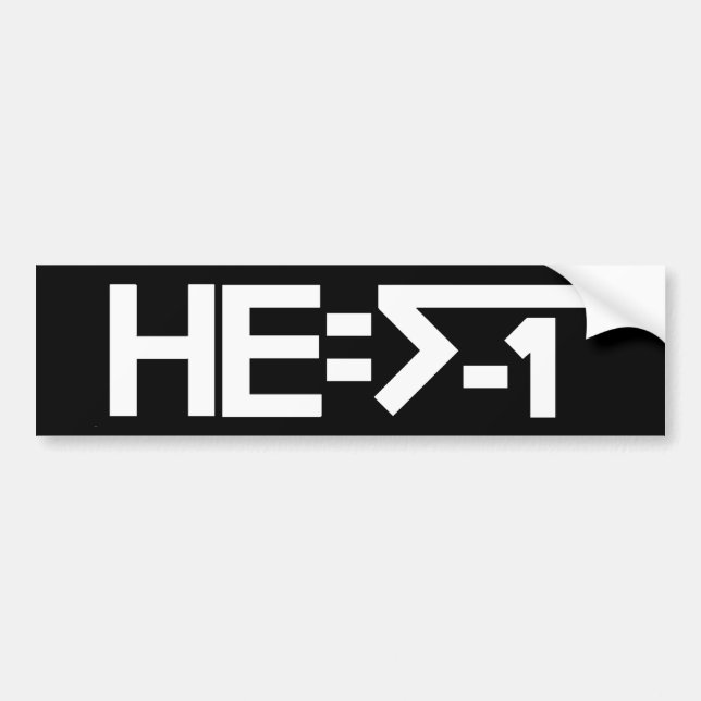 Autocollant De Voiture HE=√-1 (IL est imaginaire) [IL = la racine carrée (Devant)