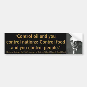 Autocollant De Voiture HENRY KISSINGER Control Oil Nations Food & People