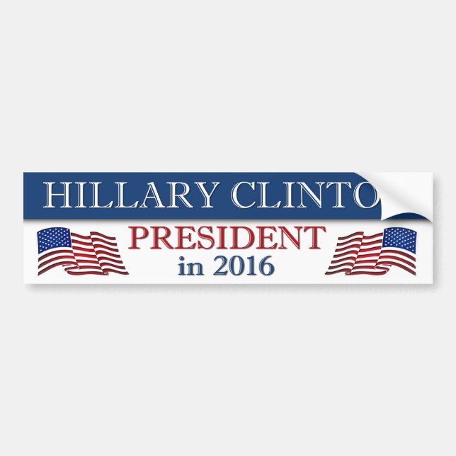 Autocollant De Voiture Hillary Clinton 2016 Patriotique (Devant)