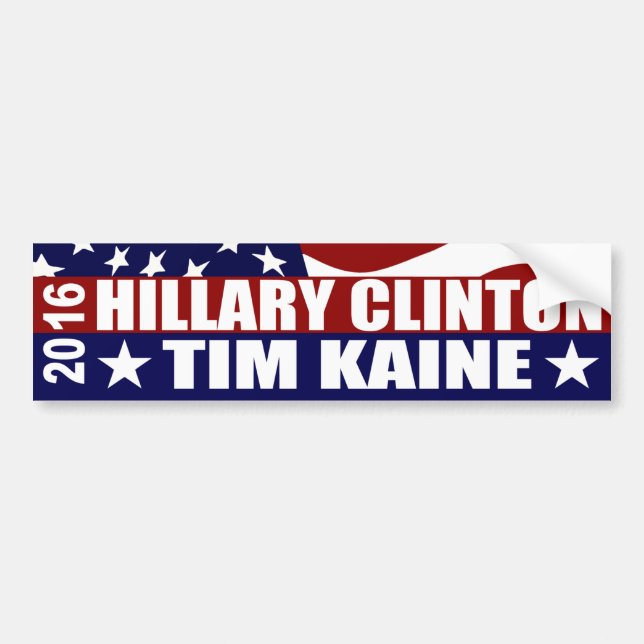 AUTOCOLLANT DE VOITURE HILLARY CLINTON TIM KAINE 2016 (Devant)