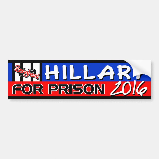 Autocollant De Voiture "Hillary pour la prison" 2016 (Devant)
